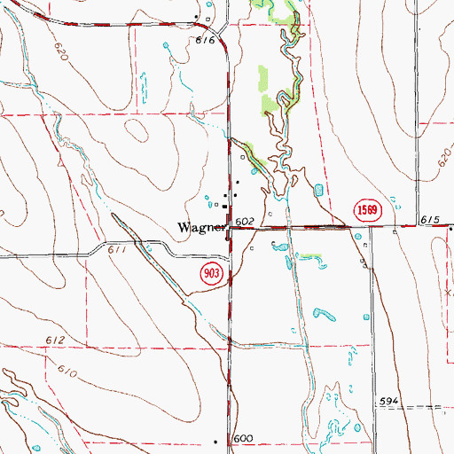 Topographic Map of Wagner, TX
