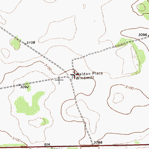 Topographic Map of Waldon Place Windmill, TX