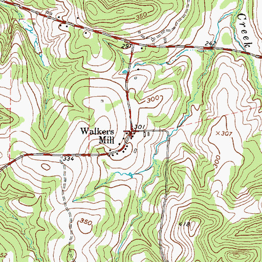Topographic Map of Walkers Mill, TX