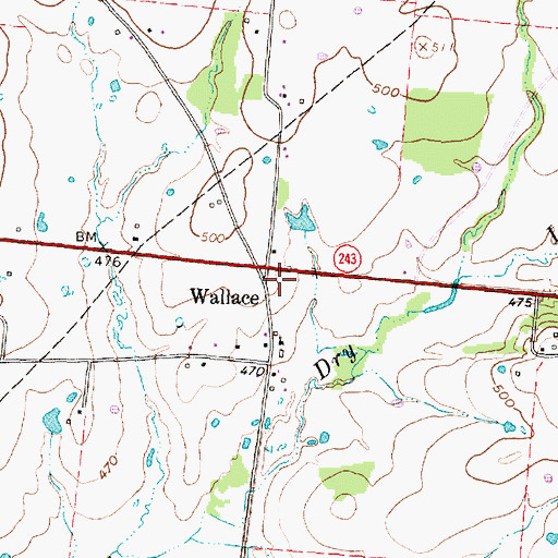 Topographic Map of Wallace, TX