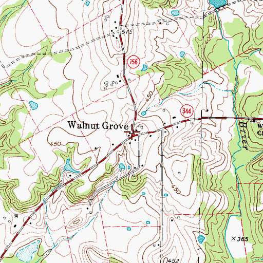 Topographic Map of Walnut Grove, TX