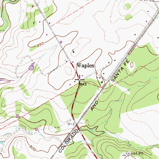 Topographic Map of Waples, TX