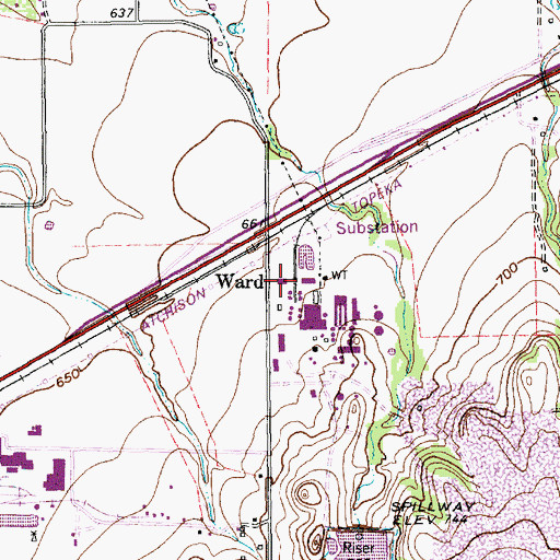 Topographic Map of Ward, TX