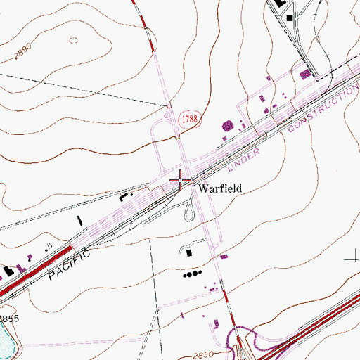 Topographic Map of Warfield, TX