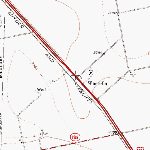 Topographic Map of Wastella, TX
