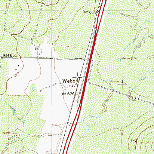 Topographic Map of Webb, TX