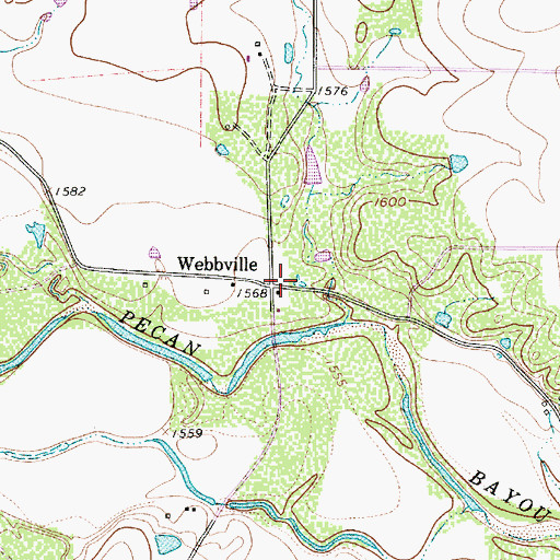 Topographic Map of Webbville, TX