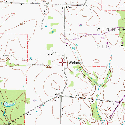 Topographic Map of Webster, TX