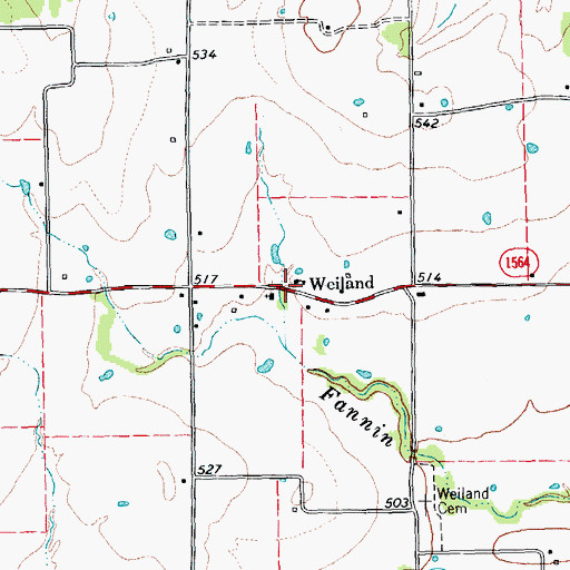Topographic Map of Weiland, TX