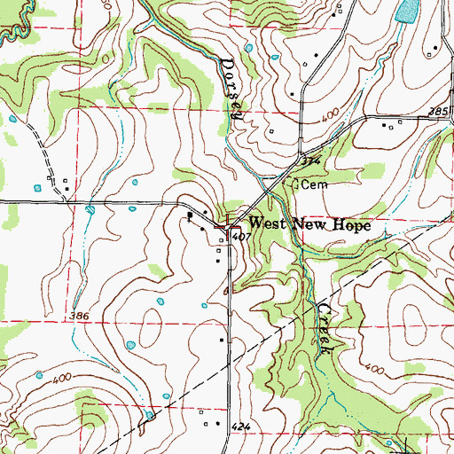 Topographic Map of West New Hope, TX