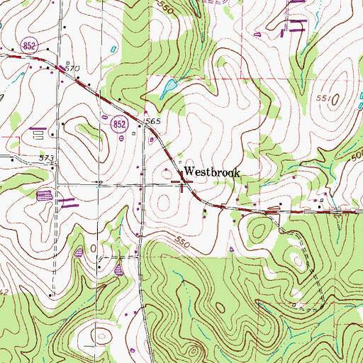 Topographic Map of Westbrook, TX