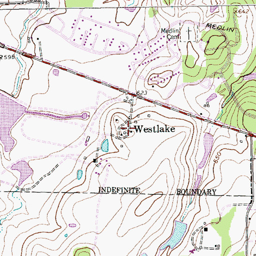 Topographic Map of Westlake, TX