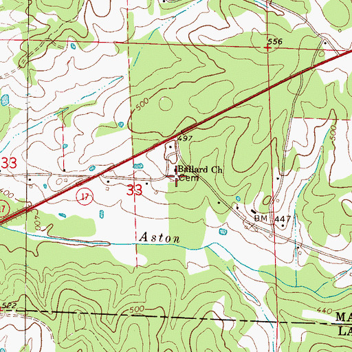 Topographic Map of Ballard Cemetery, AL