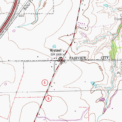 Topographic Map of Wetsel, TX