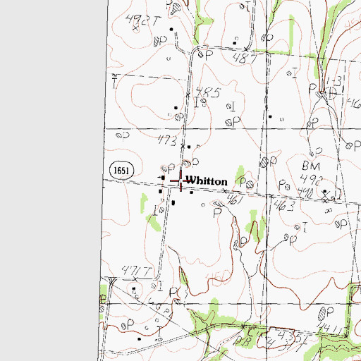 Topographic Map of Whitton, TX
