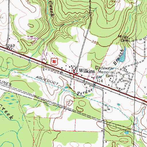 Topographic Map of Wilkins, TX