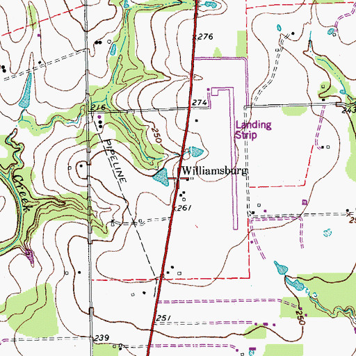 Topographic Map of Williamsburg, TX