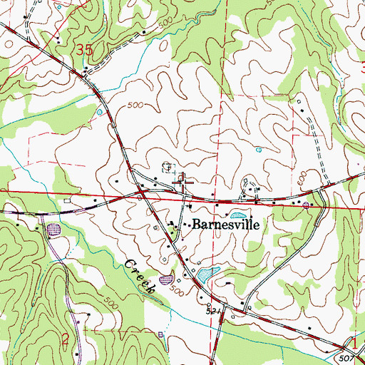 Topographic Map of Barnesville Cemetery, AL