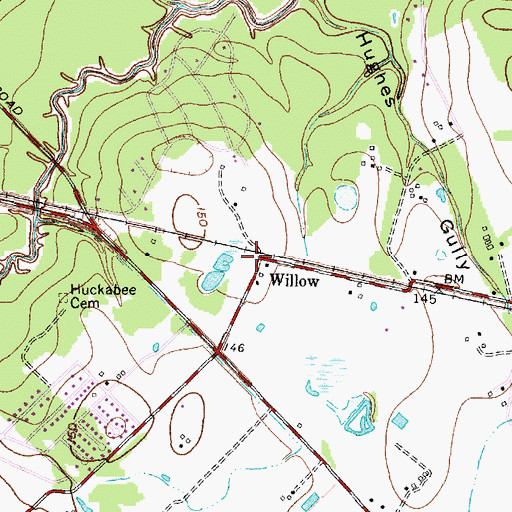 Topographic Map of Willow, TX