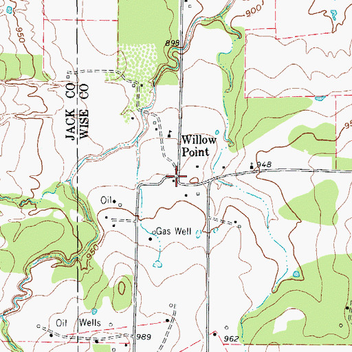 Topographic Map of Willow Point, TX