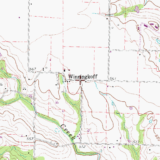 Topographic Map of Winningkoff, TX