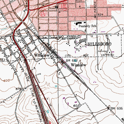 Topographic Map of Winslow, TX