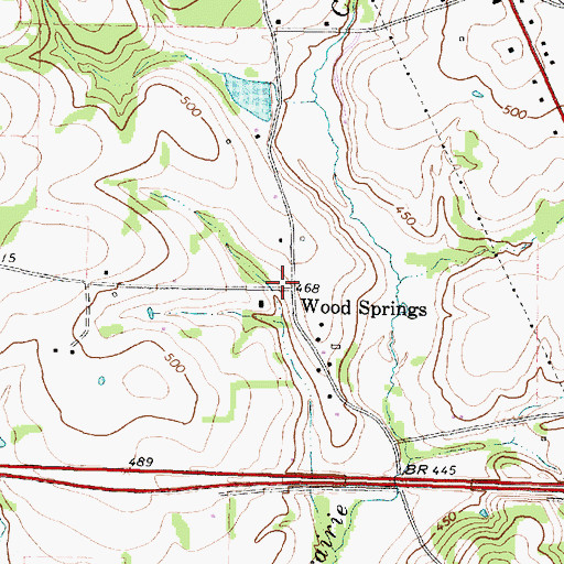 Topographic Map of Wood Springs, TX