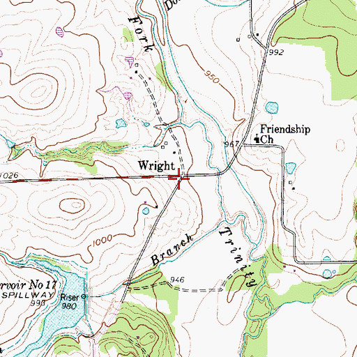 Topographic Map of Wright, TX