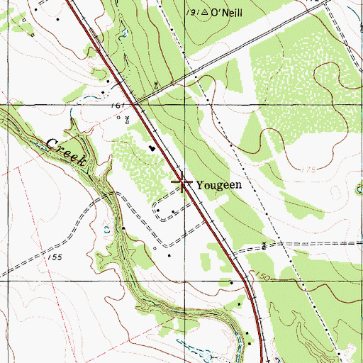 Topographic Map of Yougeen, TX