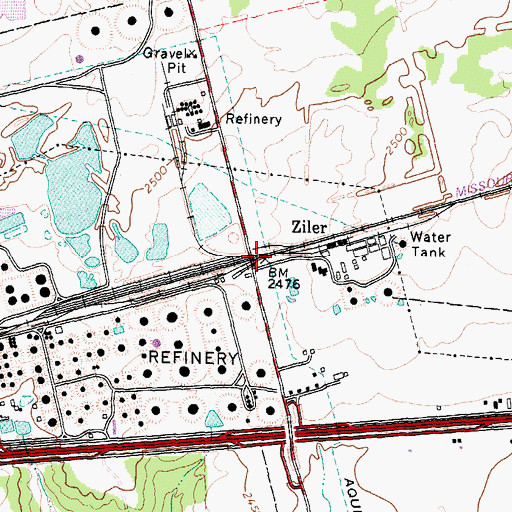 Topographic Map of Ziler, TX