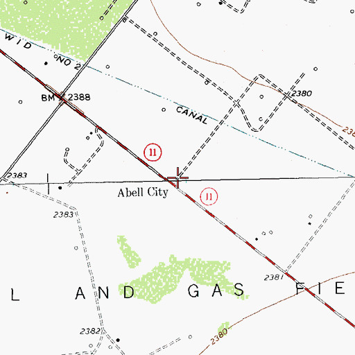 Topographic Map of Abell City, TX