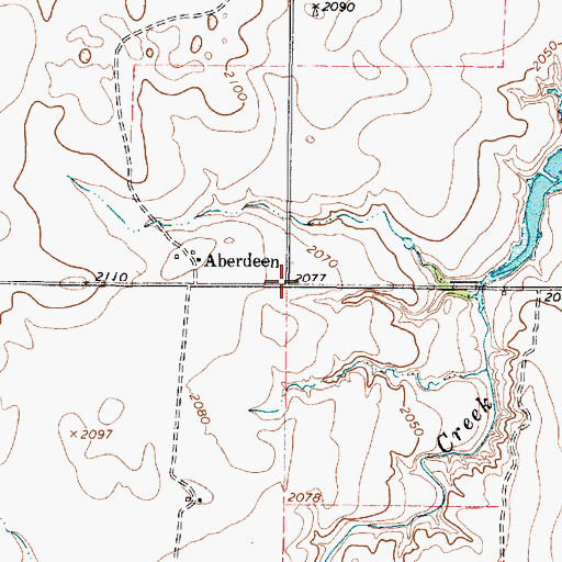 Topographic Map of Aberdeen, TX