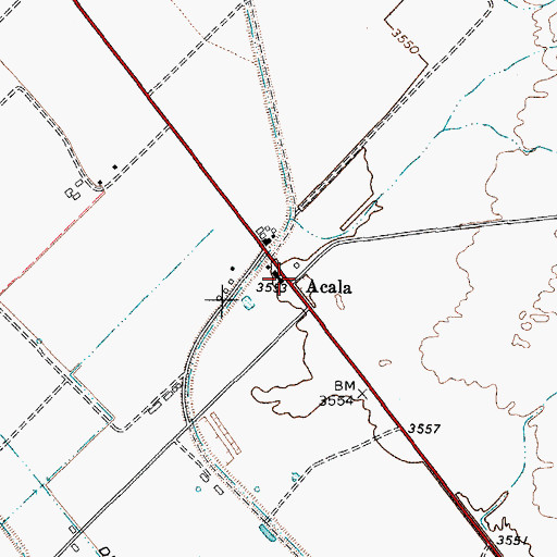 Topographic Map of Acala, TX