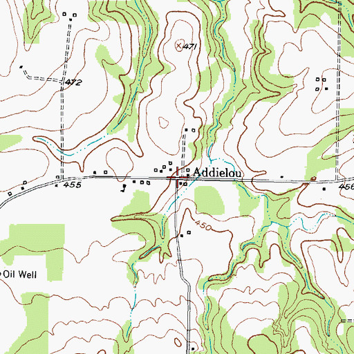 Topographic Map of Addielou, TX