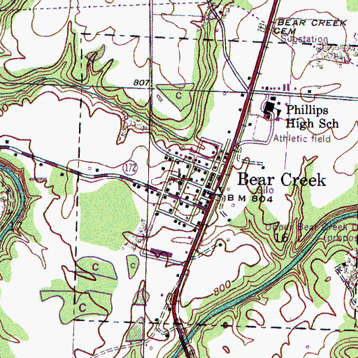 Topographic Map of Bear Creek United Methodist Church, AL