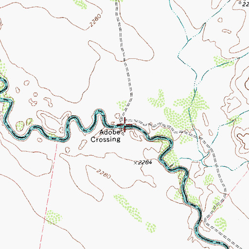 Topographic Map of Adobe Crossing, TX