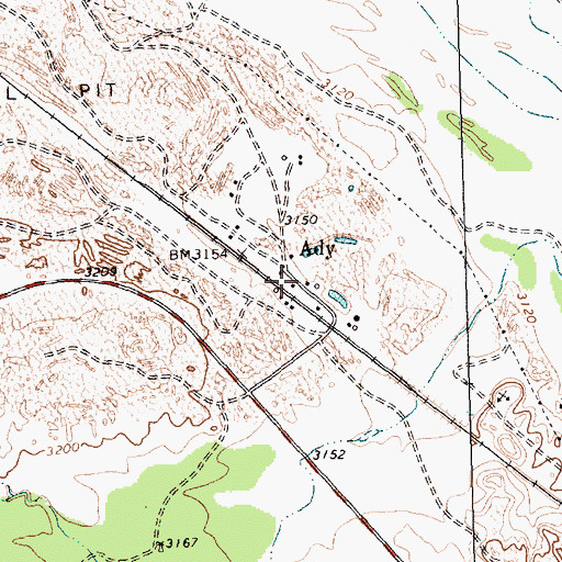 Topographic Map of Ady, TX
