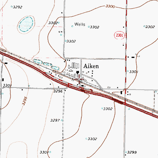 Topographic Map of Aiken, TX