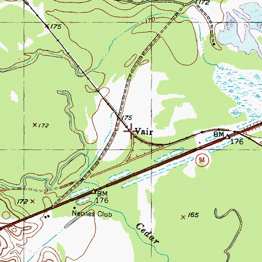 Topographic Map of Vair, TX