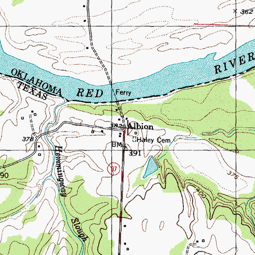 Topographic Map of Albion, TX