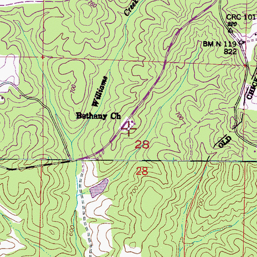 Topographic Map of Bethany Cemetery, AL