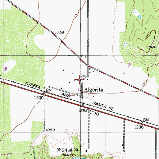 Topographic Map of Algerita, TX