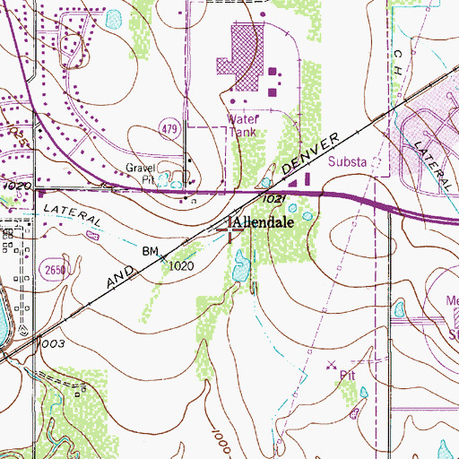 Topographic Map of Allendale, TX