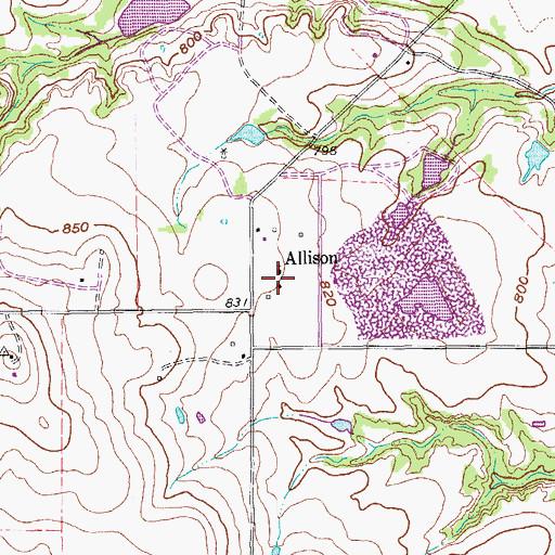 Topographic Map of Allison, TX