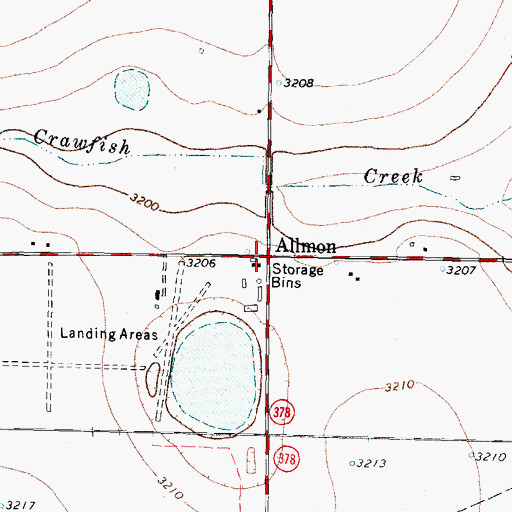 Topographic Map of Allmon, TX