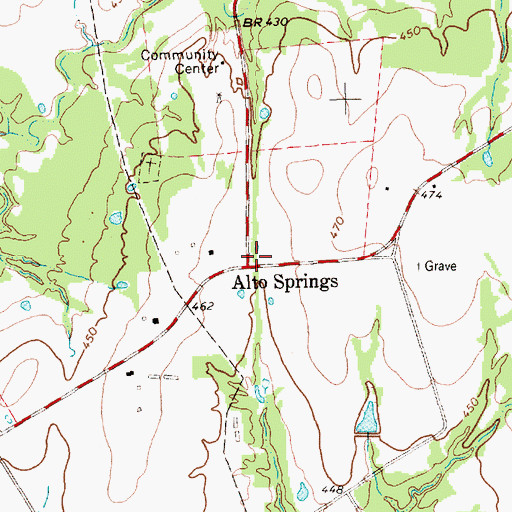 Topographic Map of Alto Springs, TX