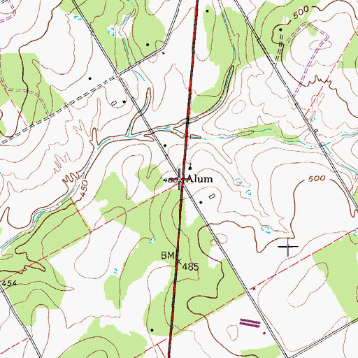 Topographic Map of Alum, TX