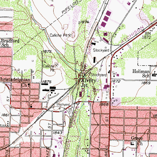 Topographic Map of Alvery Junction, TX