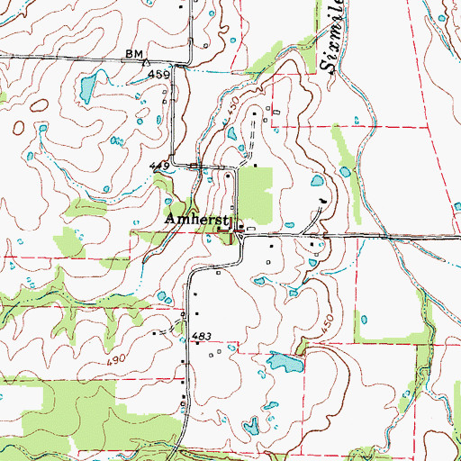 Topographic Map of Amherst, TX