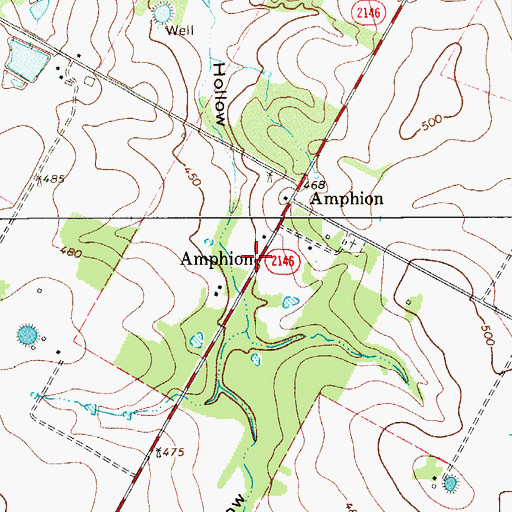 Topographic Map of Amphion, TX
